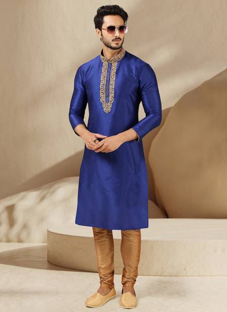 Blue Colour New Designer Function Wear Kurta Pajama Mens Collection 1505